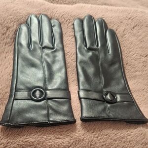 Elegant Black Leather Gloves- W Sz Sm-Med